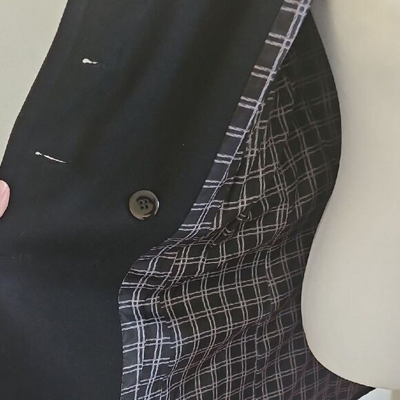 Kenneth Cole Size 4 New York Double-Breasted Wool Blend Black Pea Coat - Picture 3 of 12